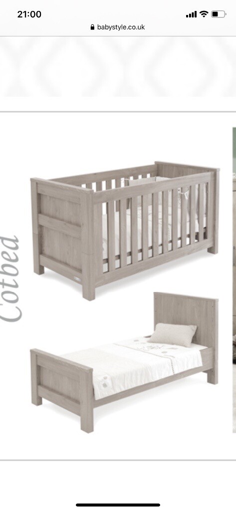 babystyle bordeaux cot bed ash